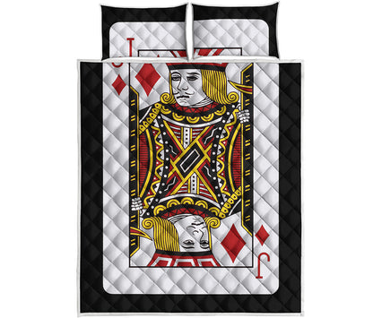 Jack Of Diamonds Playing Card Print Quilt Bed Set