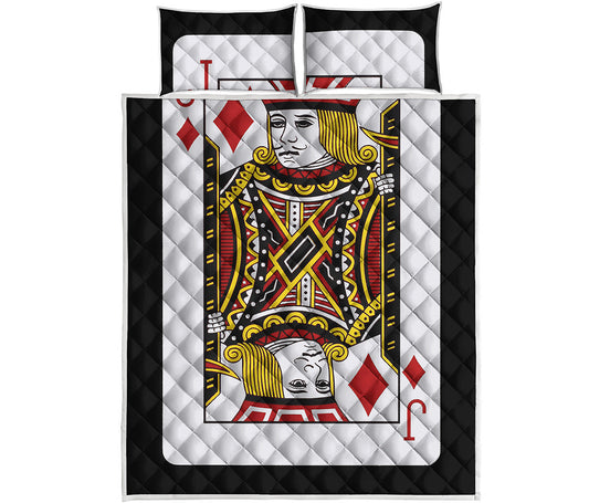 Jack Of Diamonds Playing Card Print Quilt Bed Set