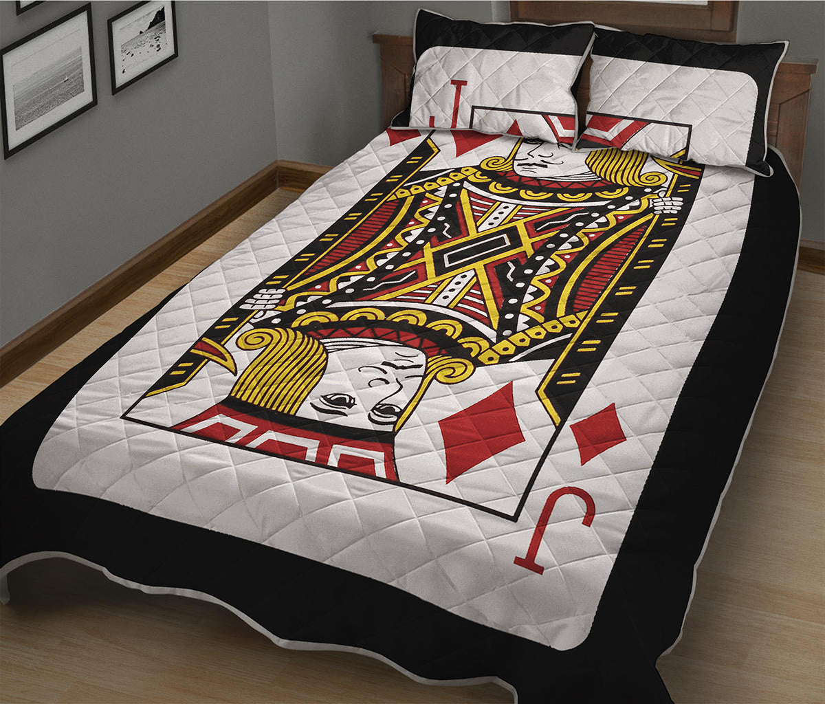 Jack Of Diamonds Playing Card Print Quilt Bed Set