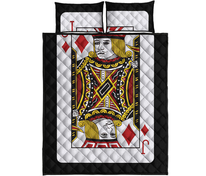 Jack Of Diamonds Playing Card Print Quilt Bed Set