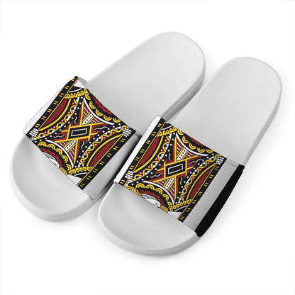 Jack Of Diamonds Playing Card Print White Slide Sandals