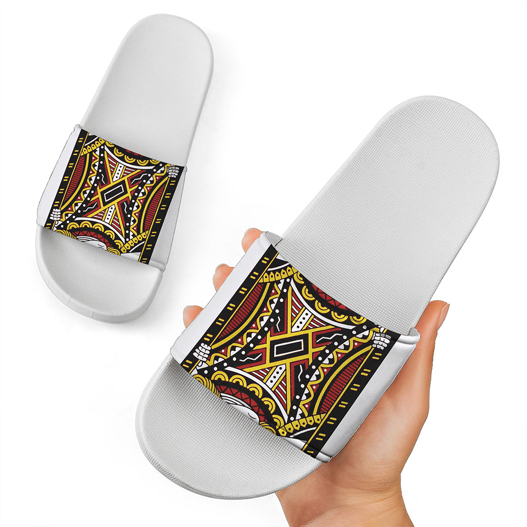 Jack Of Diamonds Playing Card Print White Slide Sandals