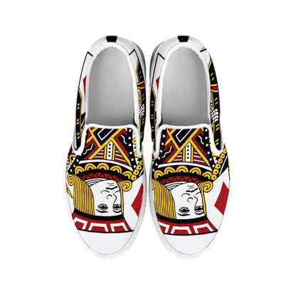 Jack Of Diamonds Playing Card Print White Slip On Shoes