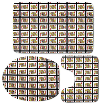 Jack Of Hearts Playing Card Pattern Print 3 Piece Bath Mat Set