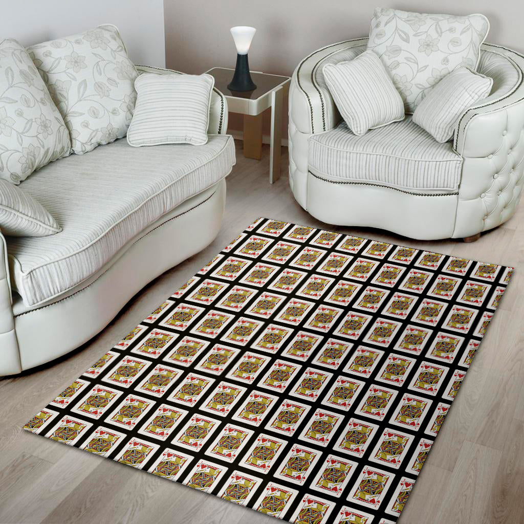 Jack Of Hearts Playing Card Pattern Print Area Rug