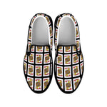 Jack Of Hearts Playing Card Pattern Print Black Slip On Shoes