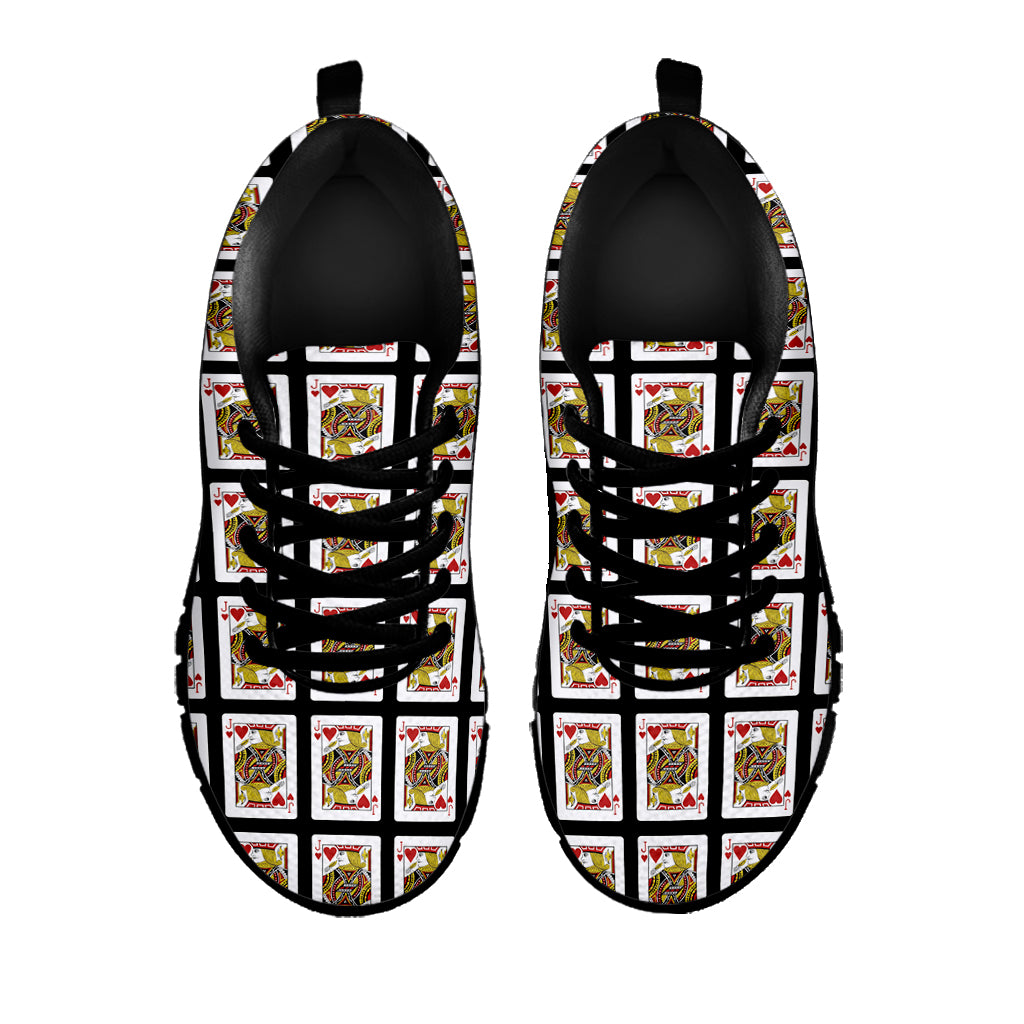 Jack Of Hearts Playing Card Pattern Print Black Sneakers