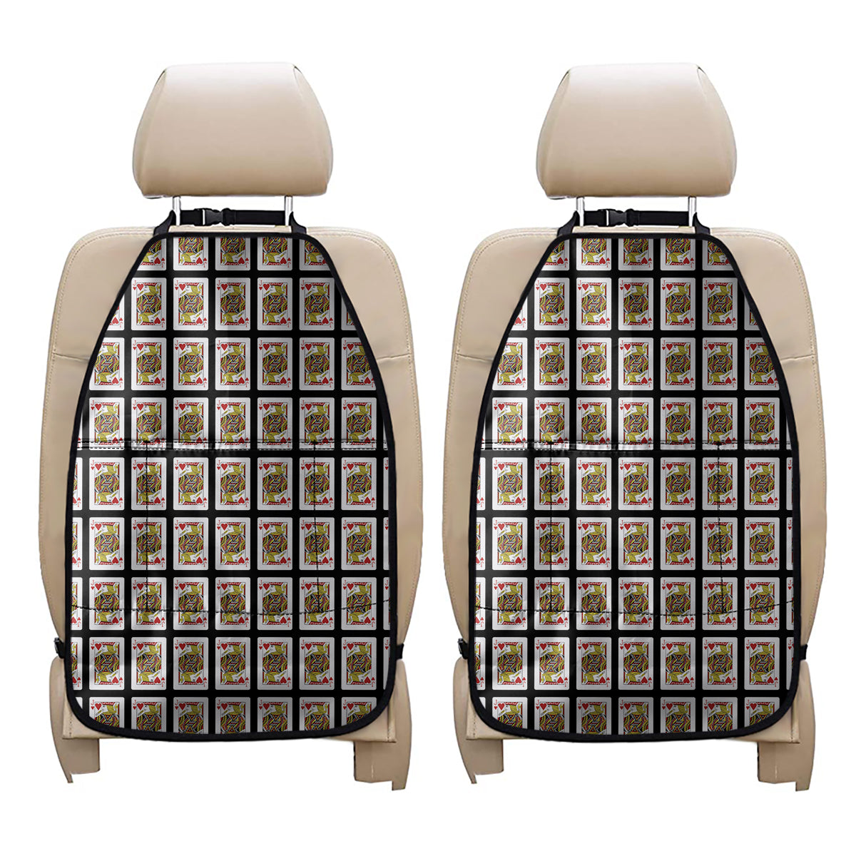 Jack Of Hearts Playing Card Pattern Print Car Seat Organizers