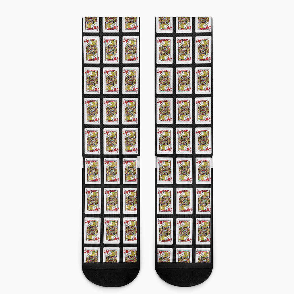 Jack Of Hearts Playing Card Pattern Print Crew Socks