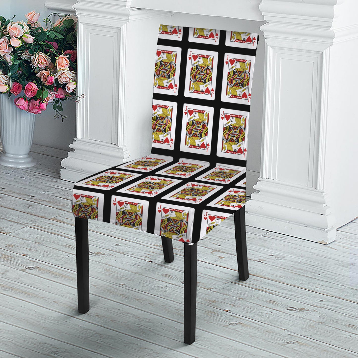 Jack Of Hearts Playing Card Pattern Print Dining Chair Slipcover