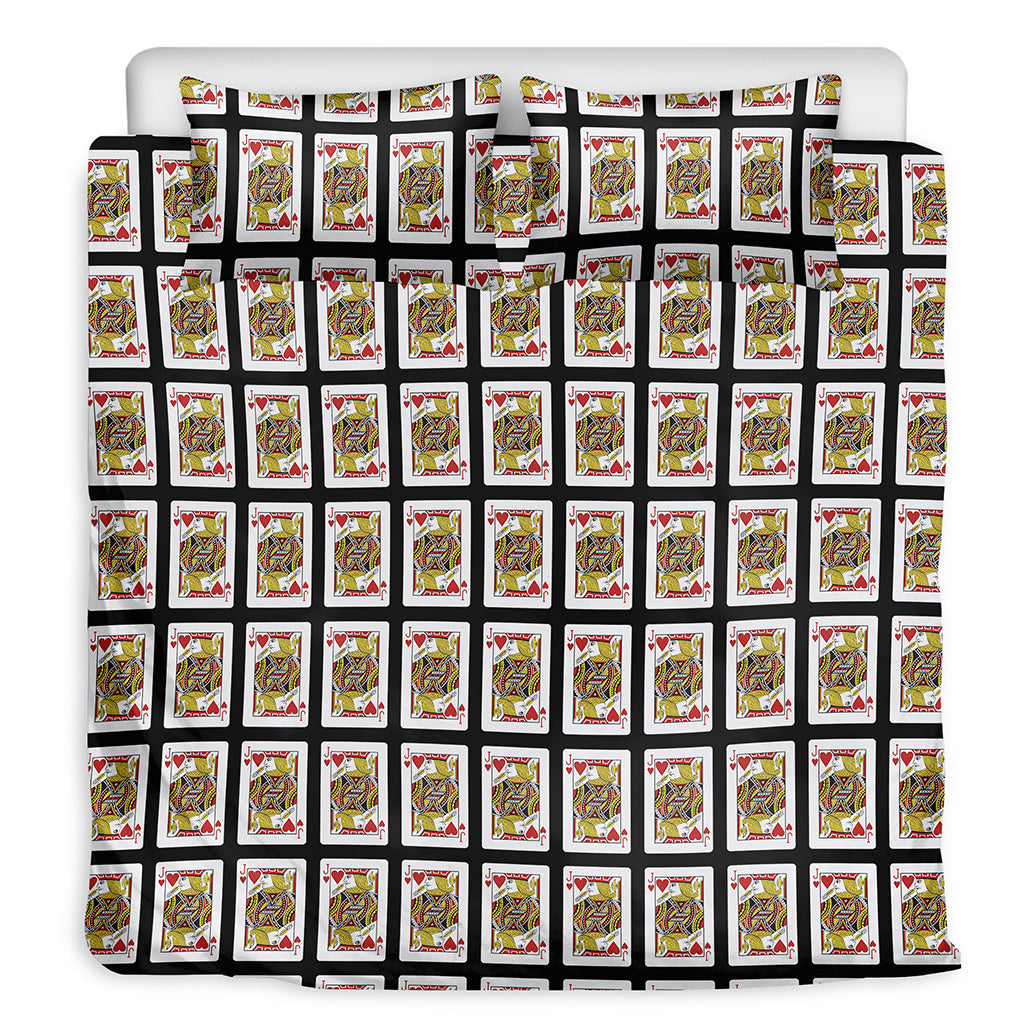 Jack Of Hearts Playing Card Pattern Print Duvet Cover Bedding Set