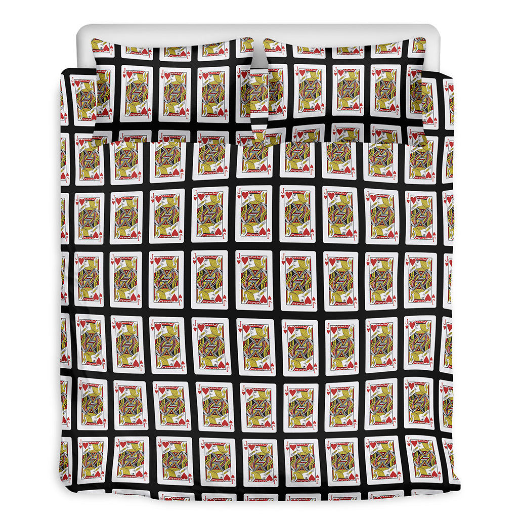 Jack Of Hearts Playing Card Pattern Print Duvet Cover Bedding Set