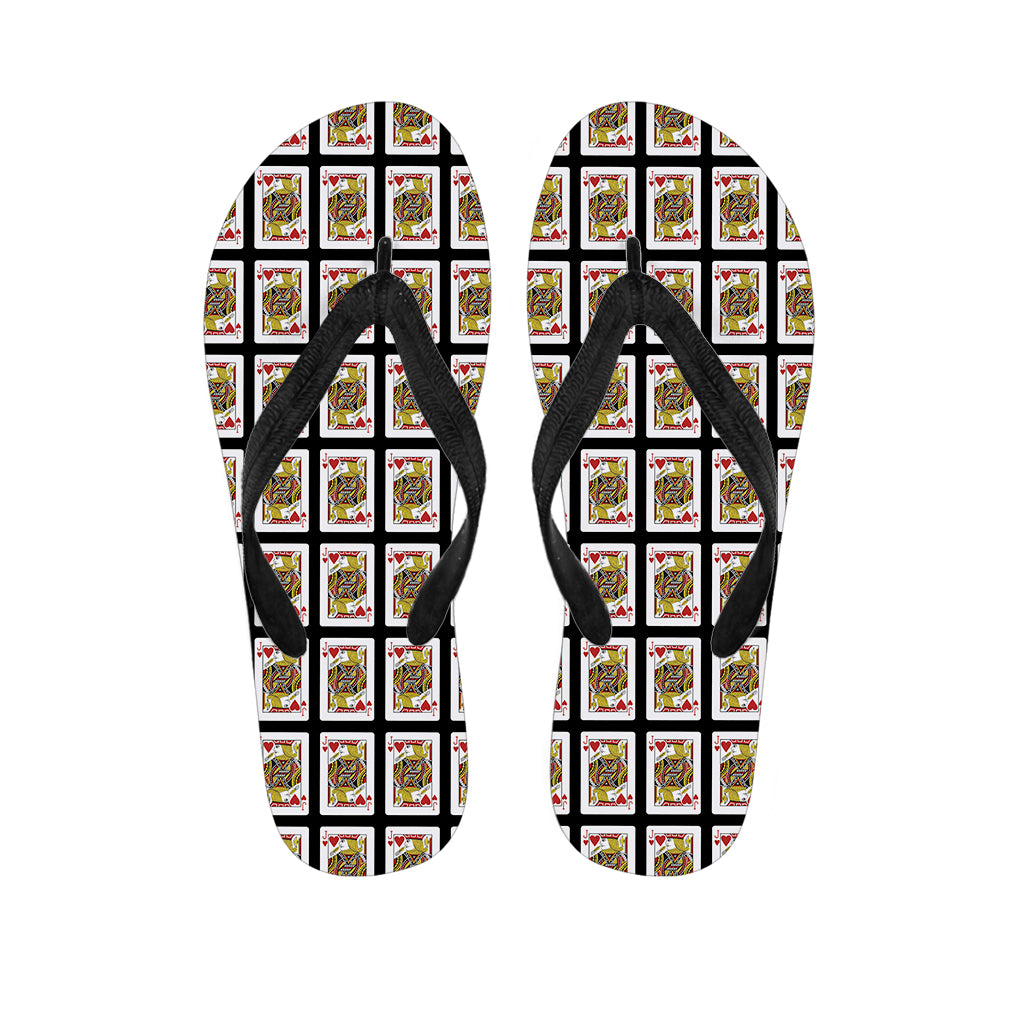 Jack Of Hearts Playing Card Pattern Print Flip Flops