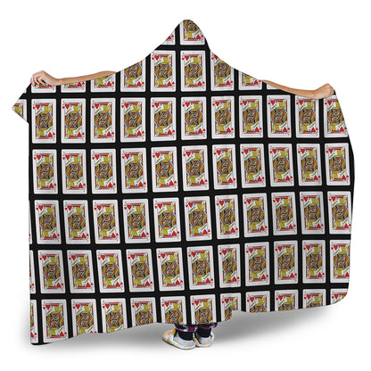 Jack Of Hearts Playing Card Pattern Print Hooded Blanket