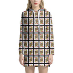 Jack Of Hearts Playing Card Pattern Print Hoodie Dress