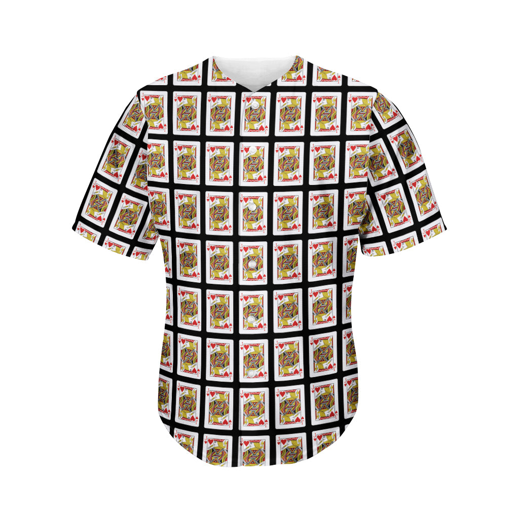 Jack Of Hearts Playing Card Pattern Print Men's Baseball Jersey