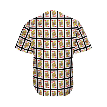 Jack Of Hearts Playing Card Pattern Print Men's Baseball Jersey