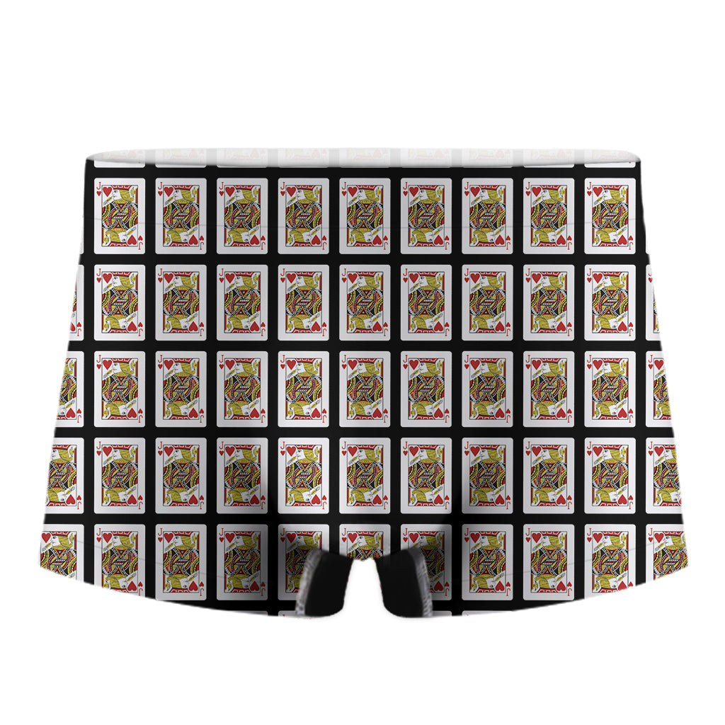 Jack Of Hearts Playing Card Pattern Print Men's Boxer Briefs