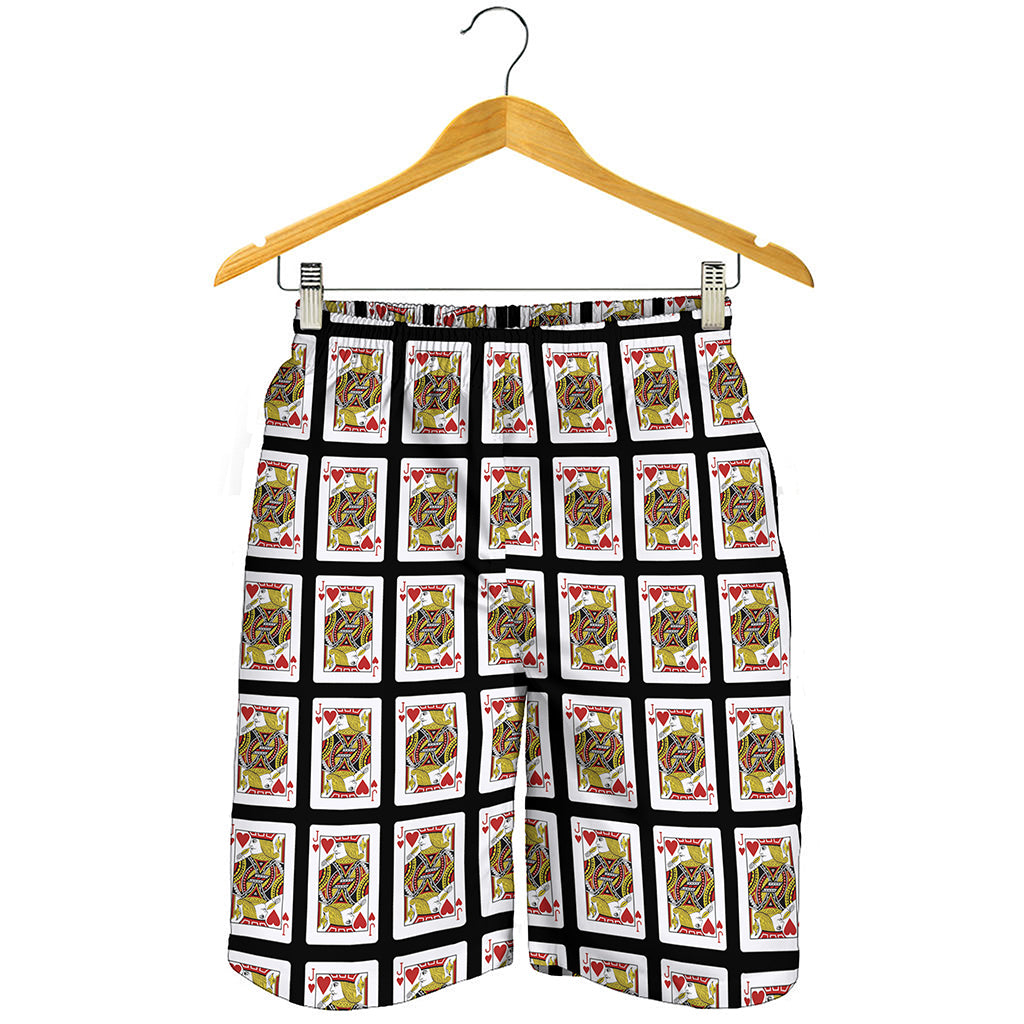 Jack Of Hearts Playing Card Pattern Print Men's Shorts