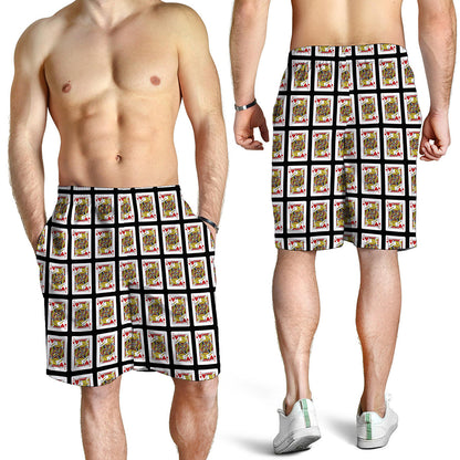 Jack Of Hearts Playing Card Pattern Print Men's Shorts