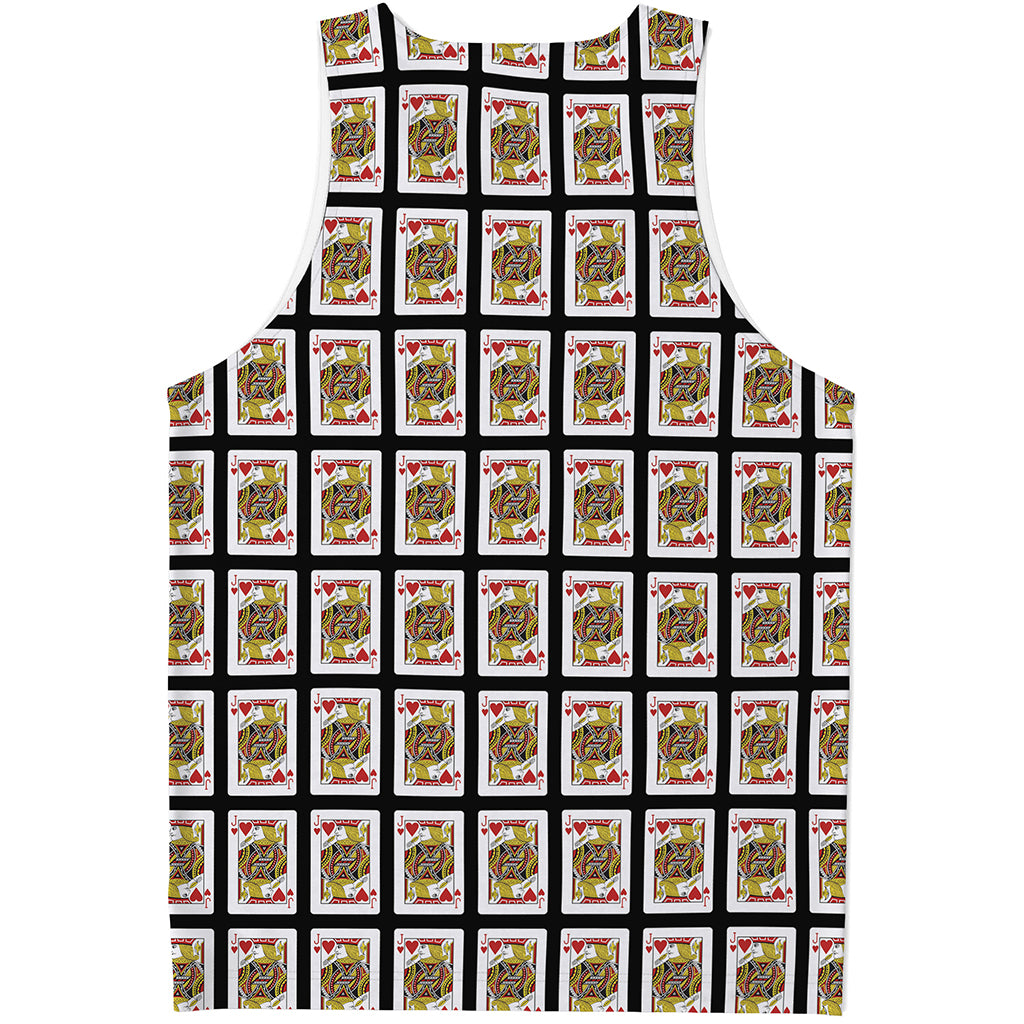 Jack Of Hearts Playing Card Pattern Print Men's Tank Top