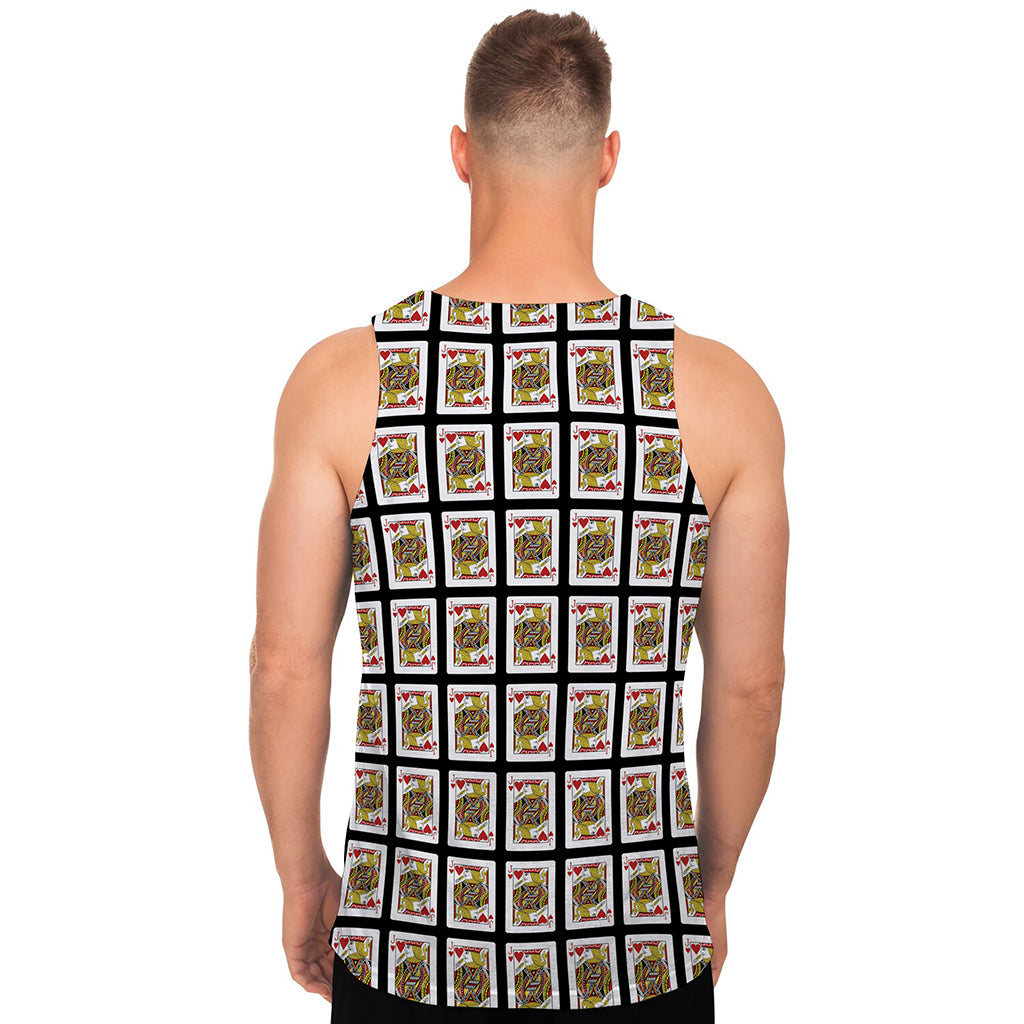 Jack Of Hearts Playing Card Pattern Print Men's Tank Top