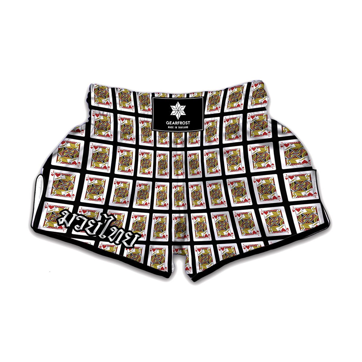 Jack Of Hearts Playing Card Pattern Print Muay Thai Boxing Shorts