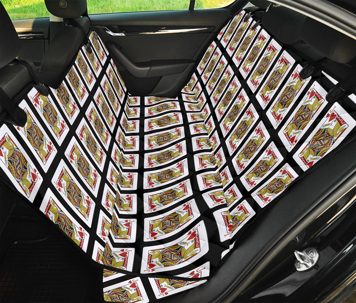 Jack Of Hearts Playing Card Pattern Print Pet Car Back Seat Cover