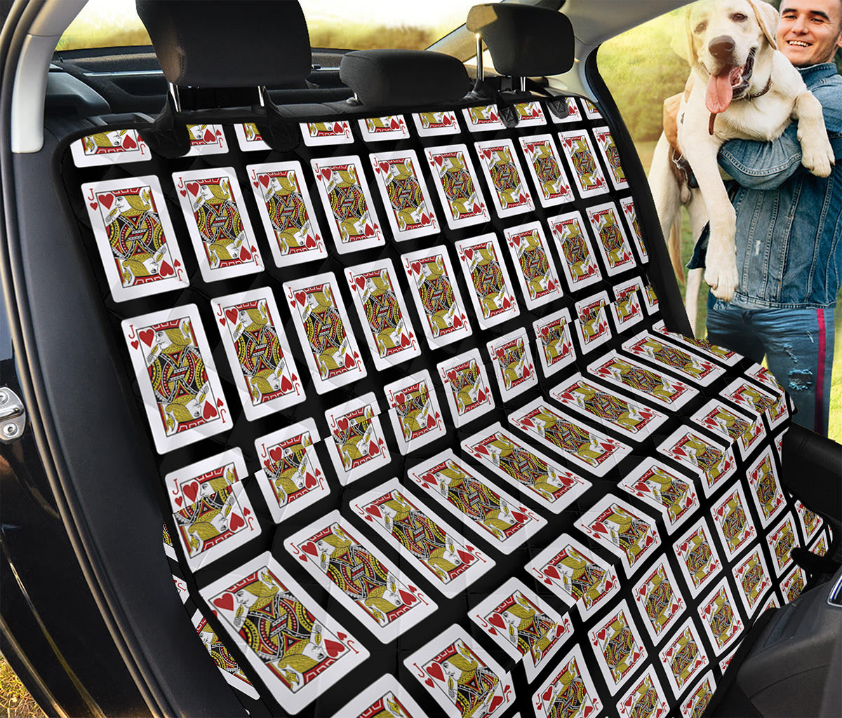 Jack Of Hearts Playing Card Pattern Print Pet Car Back Seat Cover