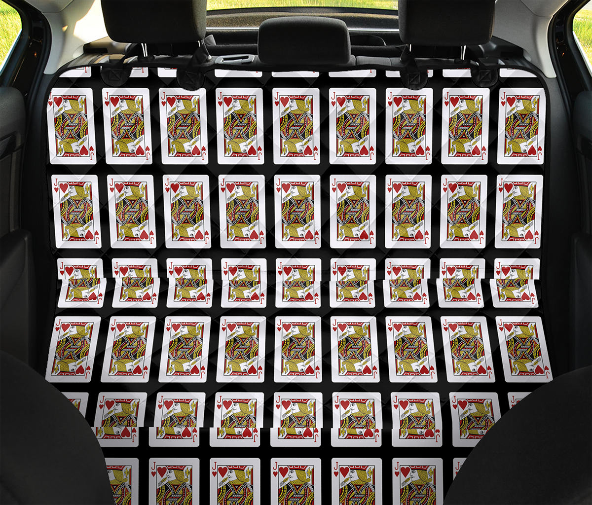 Jack Of Hearts Playing Card Pattern Print Pet Car Back Seat Cover