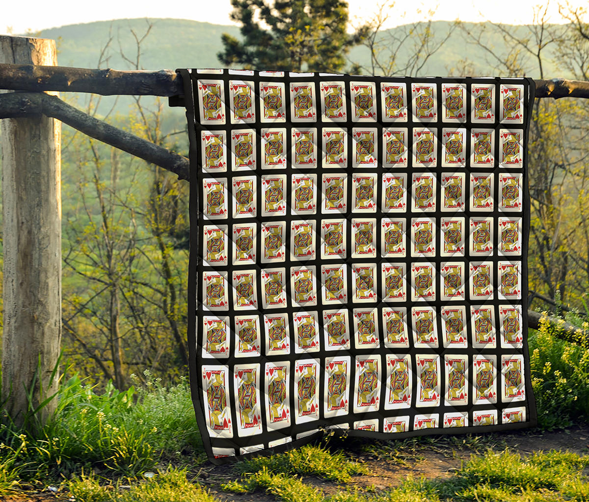 Jack Of Hearts Playing Card Pattern Print Quilt