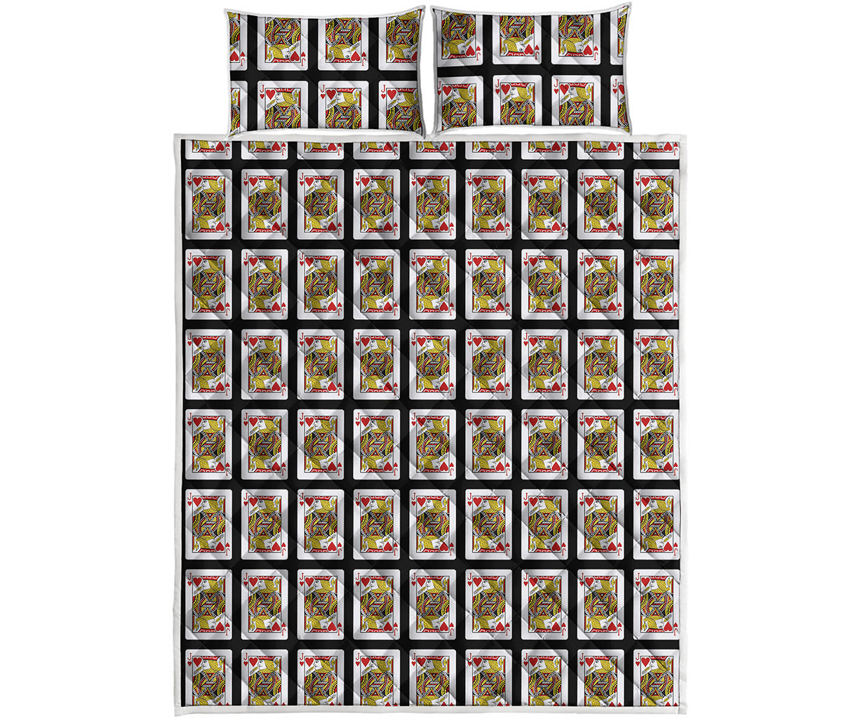 Jack Of Hearts Playing Card Pattern Print Quilt Bed Set