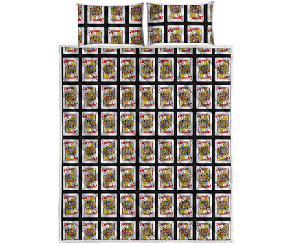Jack Of Hearts Playing Card Pattern Print Quilt Bed Set
