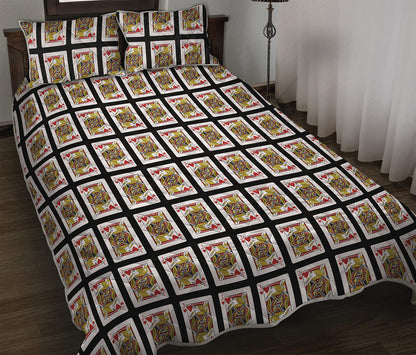 Jack Of Hearts Playing Card Pattern Print Quilt Bed Set