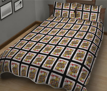 Jack Of Hearts Playing Card Pattern Print Quilt Bed Set