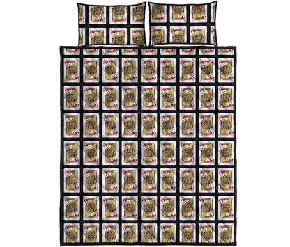 Jack Of Hearts Playing Card Pattern Print Quilt Bed Set