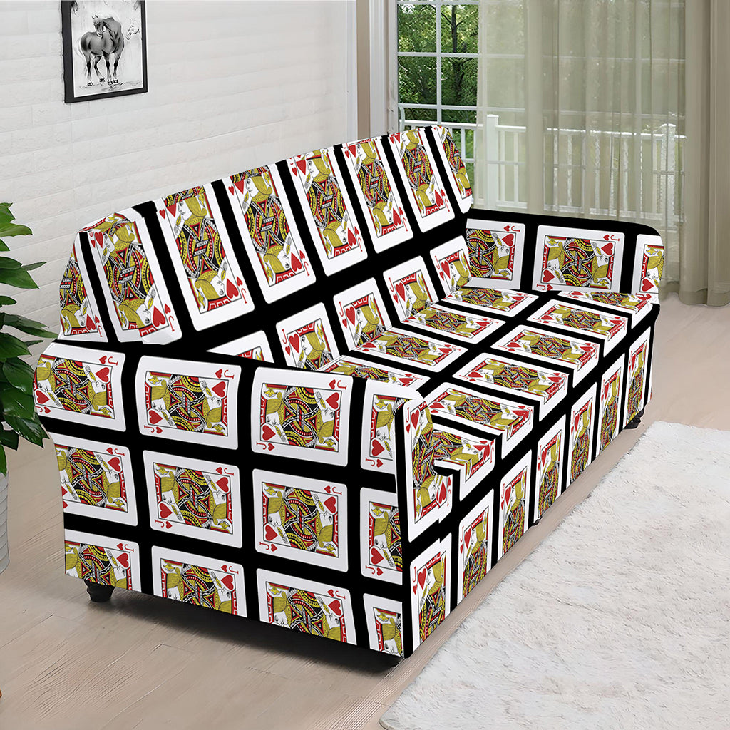 Jack Of Hearts Playing Card Pattern Print Sofa Cover