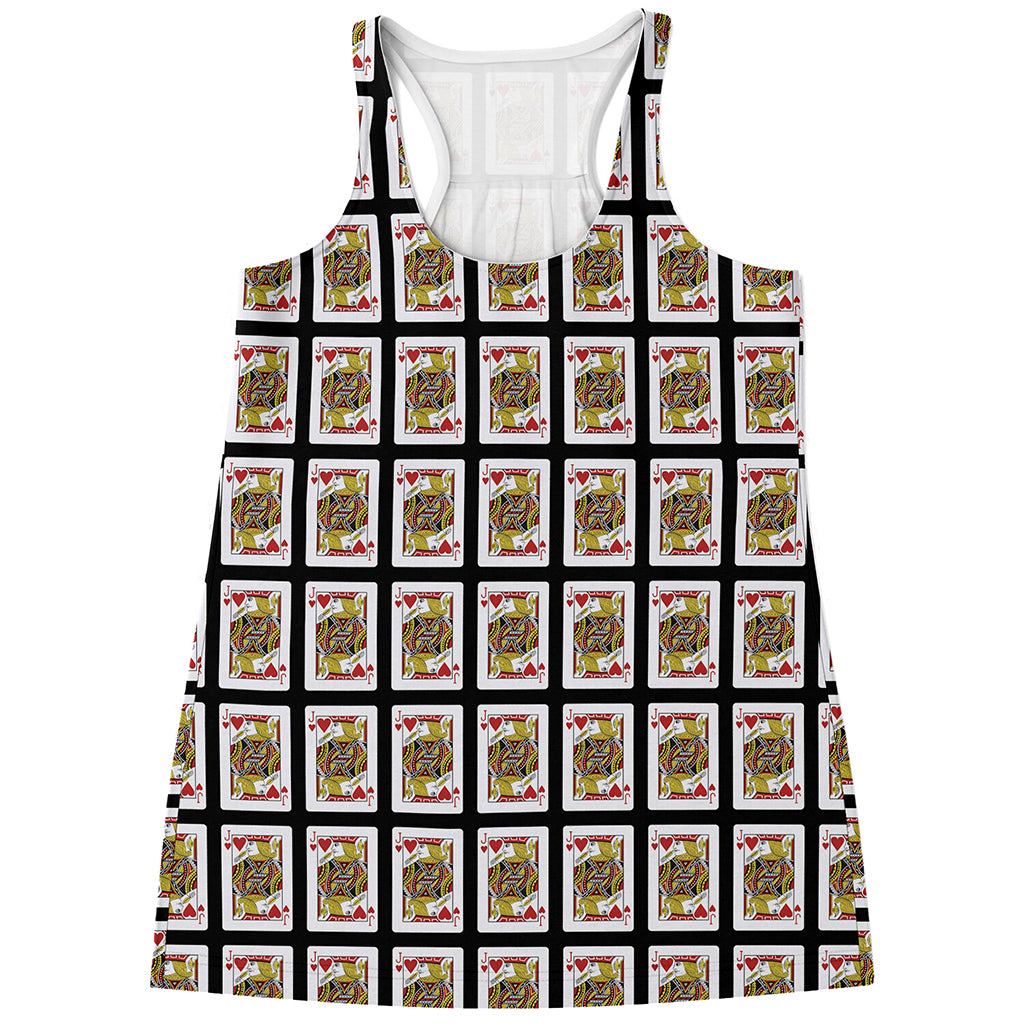 Jack Of Hearts Playing Card Pattern Print Women's Racerback Tank Top
