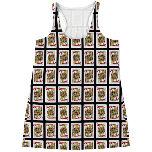 Jack Of Hearts Playing Card Pattern Print Women's Racerback Tank Top