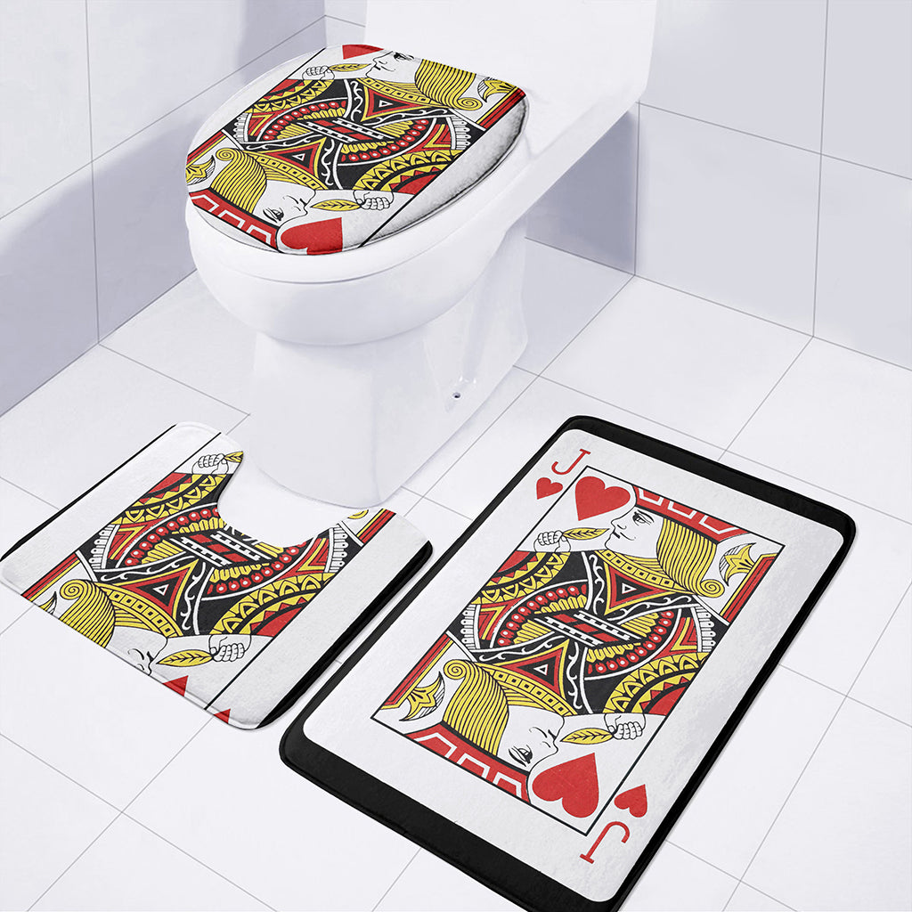 Jack Of Hearts Playing Card Print 3 Piece Bath Mat Set