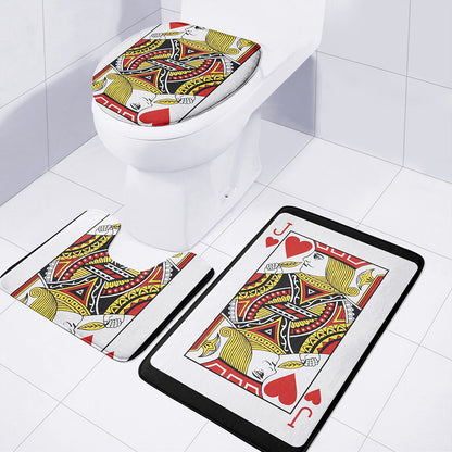 Jack Of Hearts Playing Card Print 3 Piece Bath Mat Set