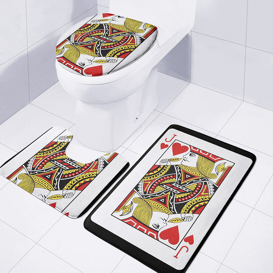 Jack Of Hearts Playing Card Print 3 Piece Bath Mat Set