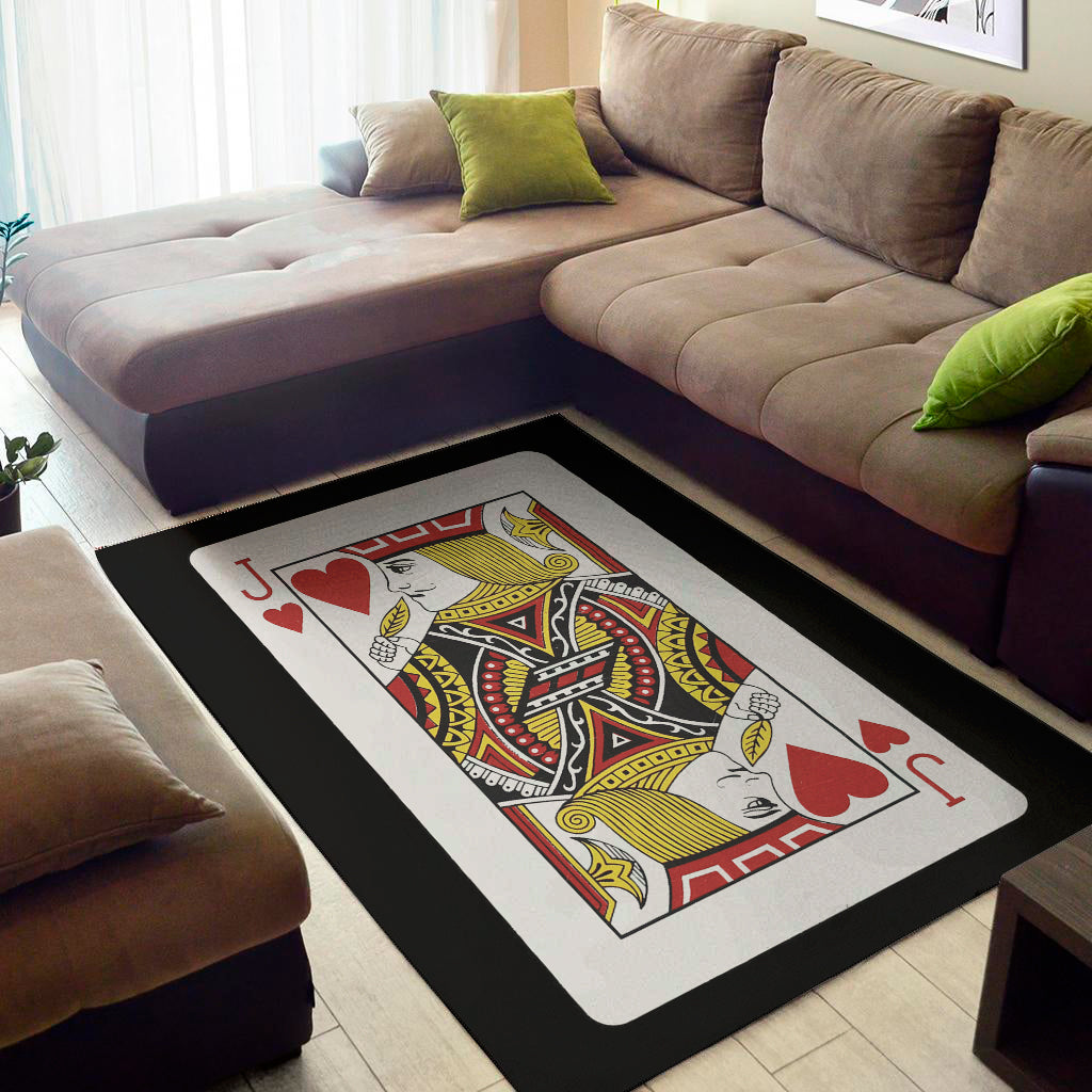 Jack Of Hearts Playing Card Print Area Rug