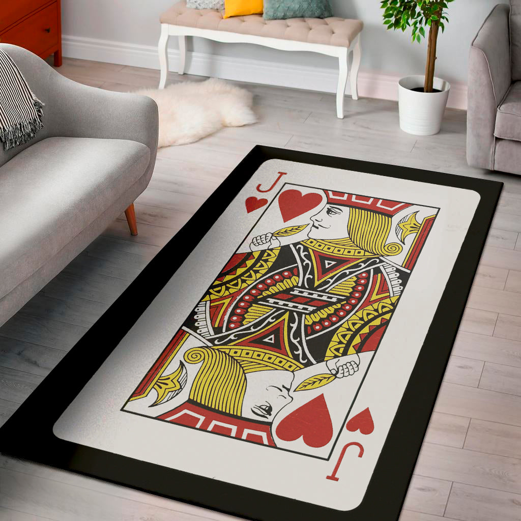 Jack Of Hearts Playing Card Print Area Rug