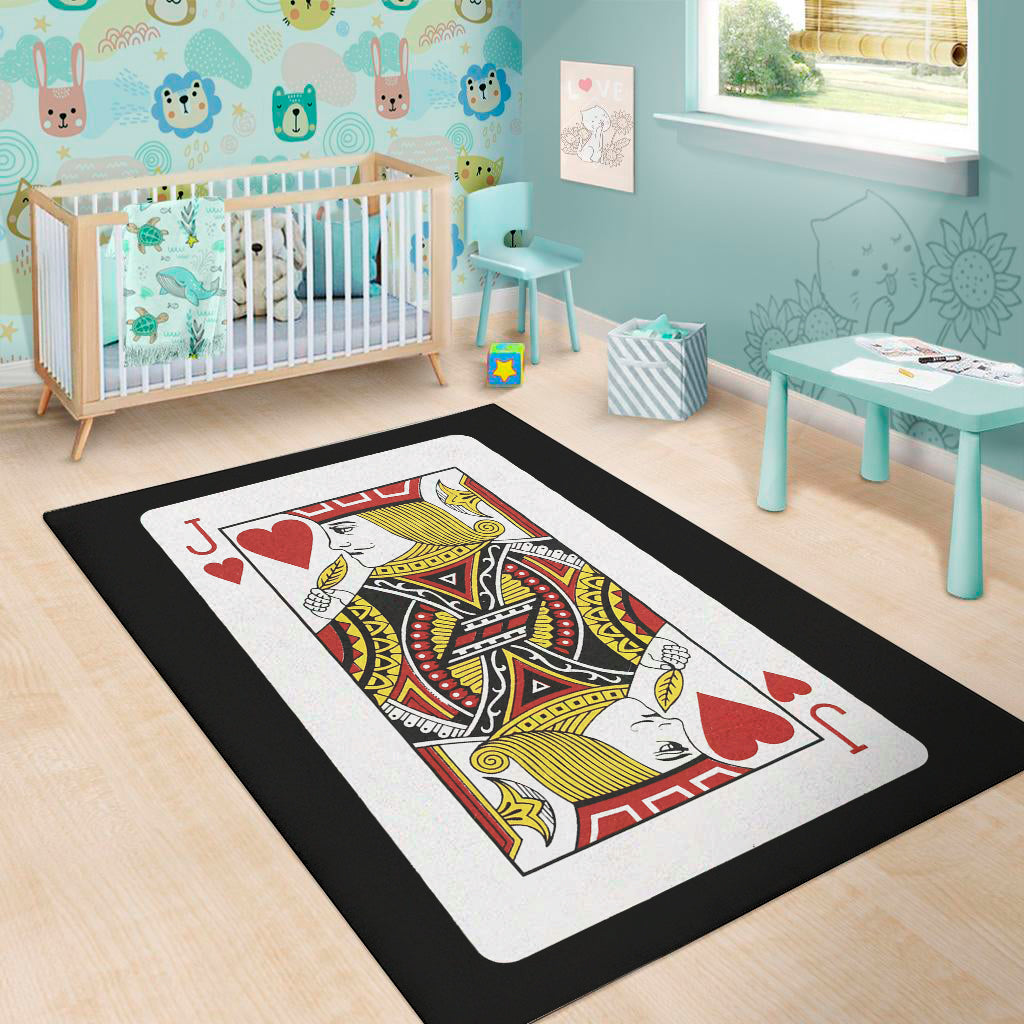 Jack Of Hearts Playing Card Print Area Rug