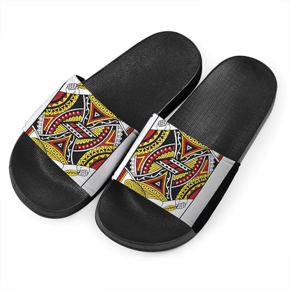 Jack Of Hearts Playing Card Print Black Slide Sandals