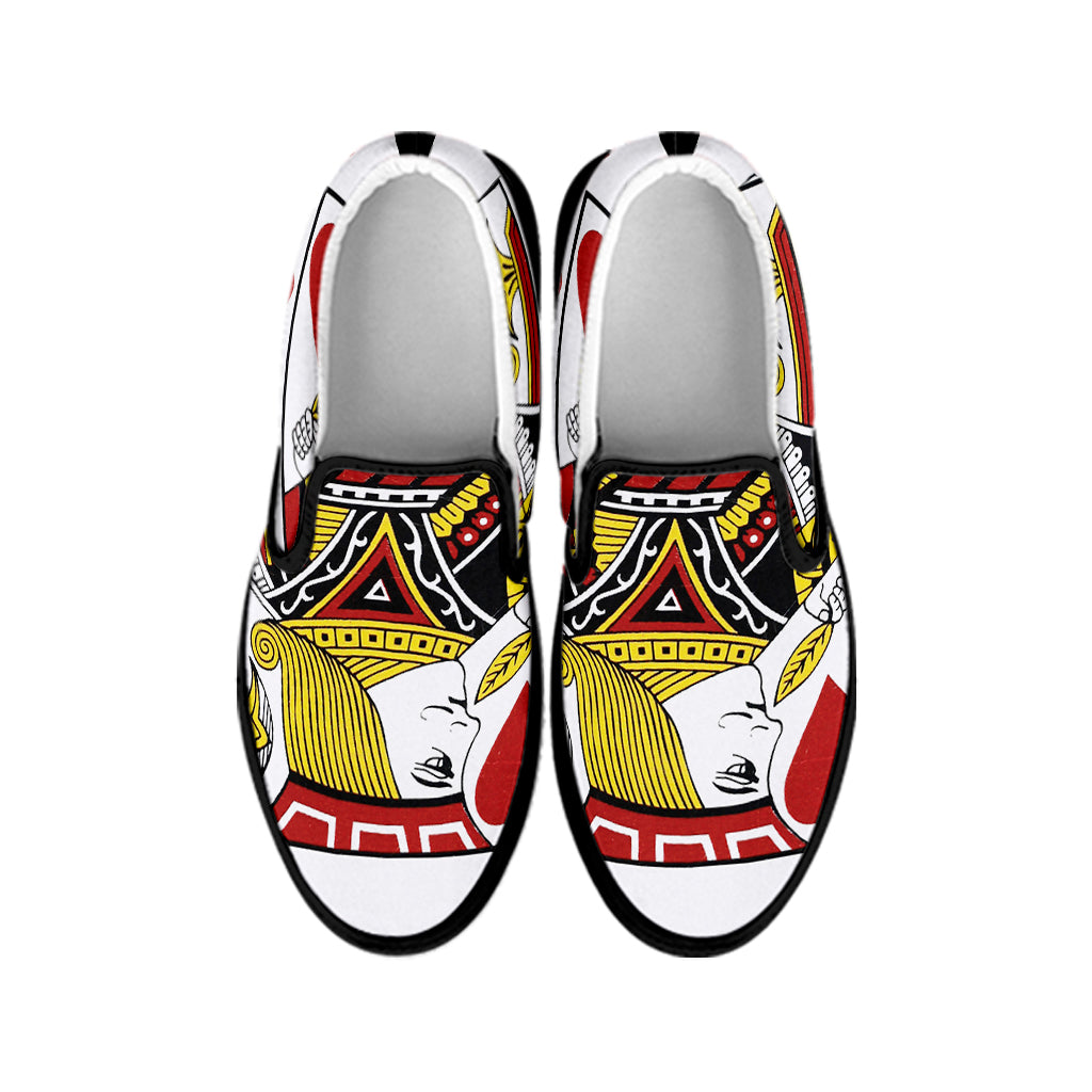Jack Of Hearts Playing Card Print Black Slip On Shoes