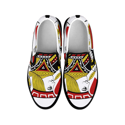 Jack Of Hearts Playing Card Print Black Slip On Shoes