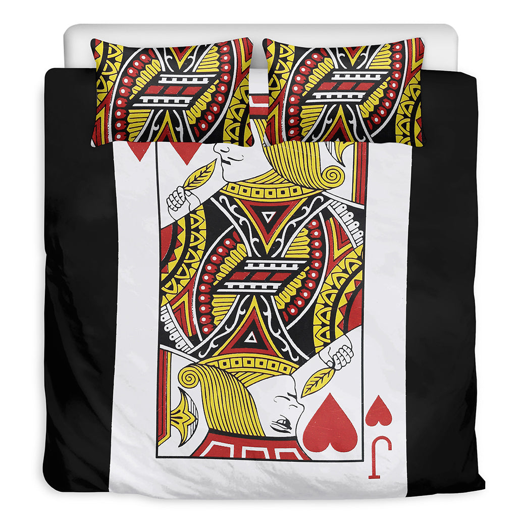 Jack Of Hearts Playing Card Print Duvet Cover Bedding Set
