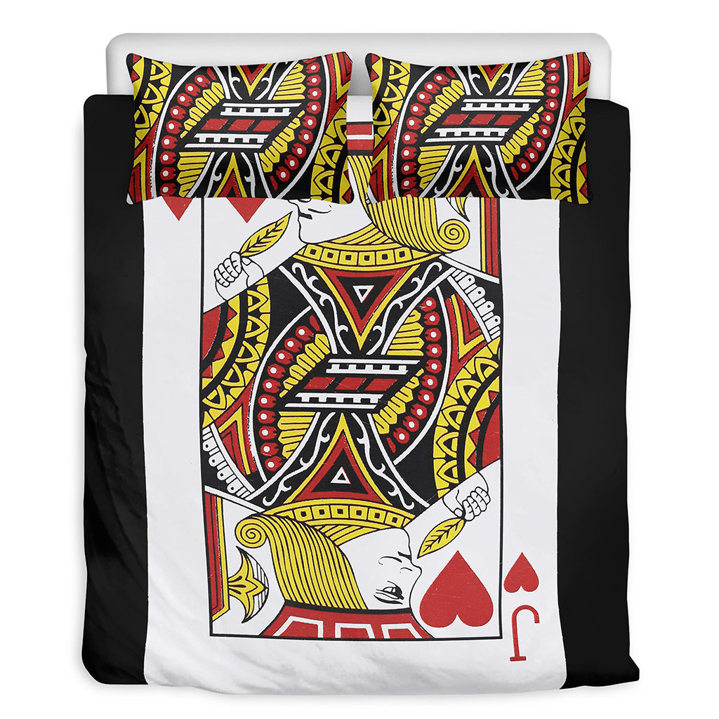 Jack Of Hearts Playing Card Print Duvet Cover Bedding Set